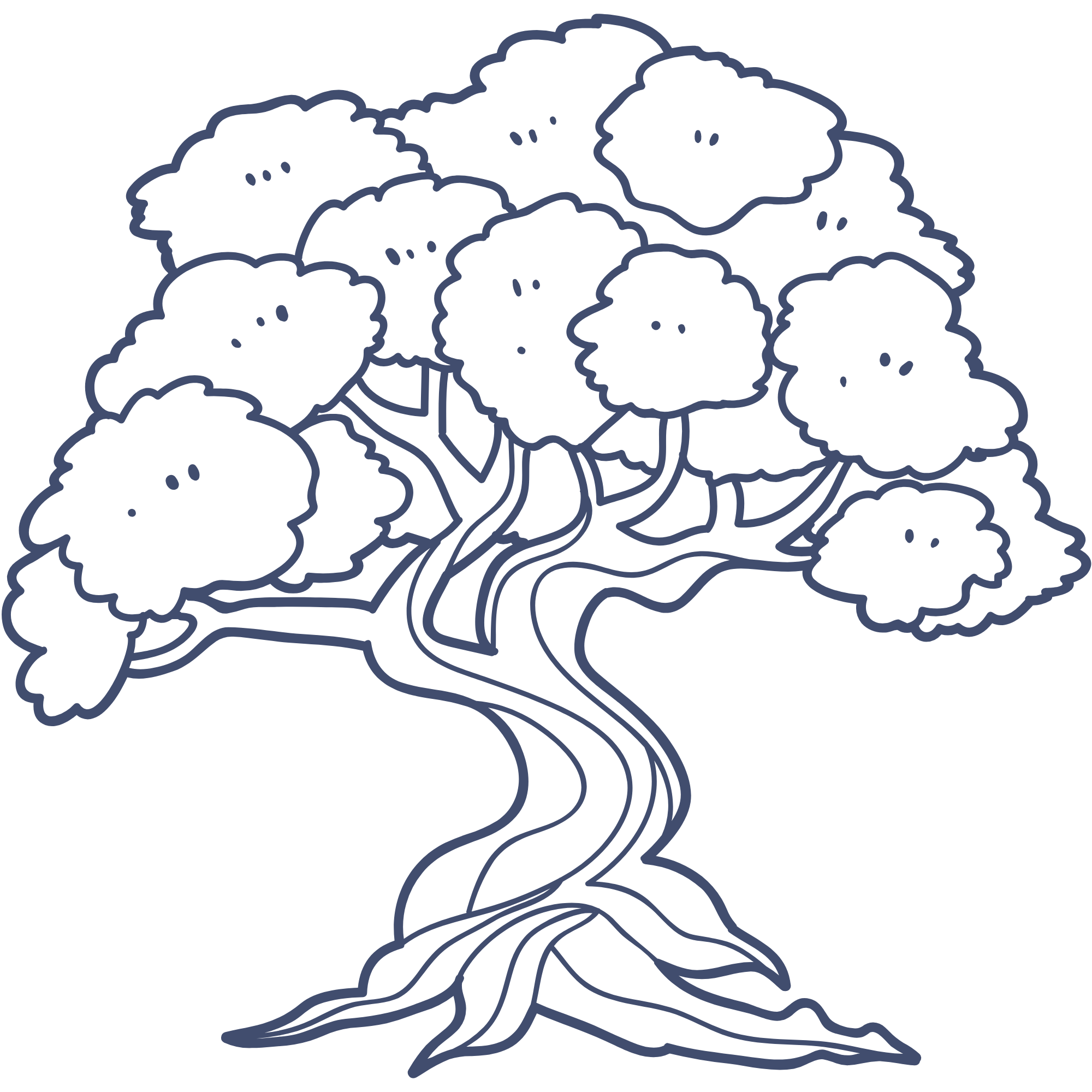 Outline of a large tree with large roots